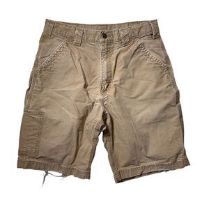 Carhartt Canvas Shorts Men's Size 32" Brown‎ Workwear Distressed Trashed